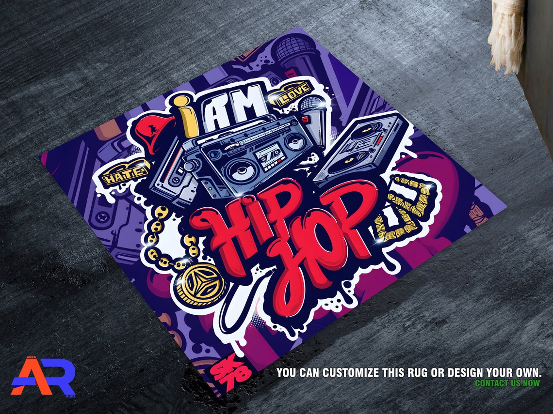 Music Room Rug, Rappers Rug, Hip Hop Old School Rug, Music Decor, Music ...