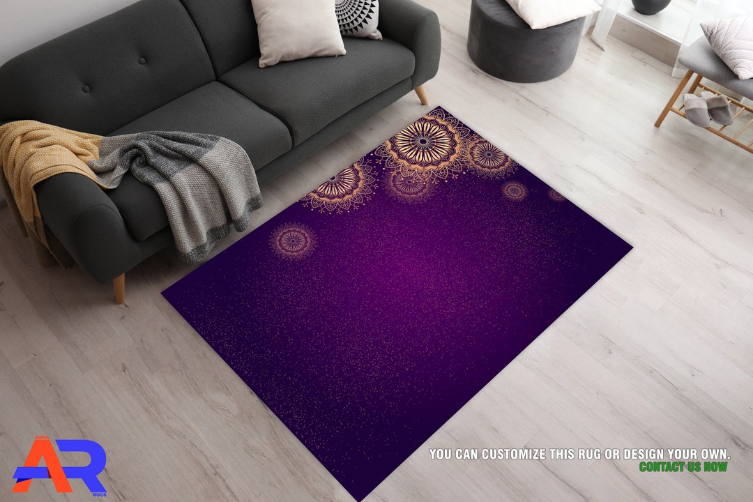 Mandala Rug Design Purple Mandala Design Rug, Traditional Carpet, Modern Rug, Living Room ...