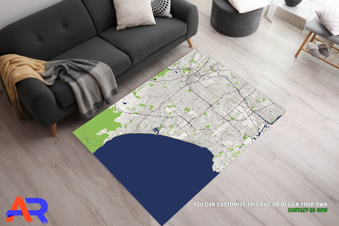 Map Area Rug, Los Angeles City Map Area Rug, Modern Area Rug, City Rug