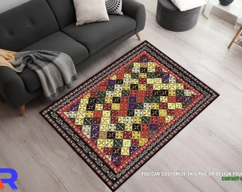 Tappeto d'area, tappeto vintage colorato, tappeto tradizionale, tappeto persiano, tappeto tradizionale, tappeto per soggiorno, tappeto etnico, tappeto colorato, tappeto antico