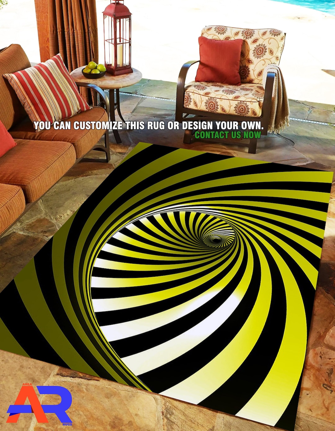Vortex Illusion Rug, Optical Illusion Rug, Modern Rug, 3D Effect Rug
