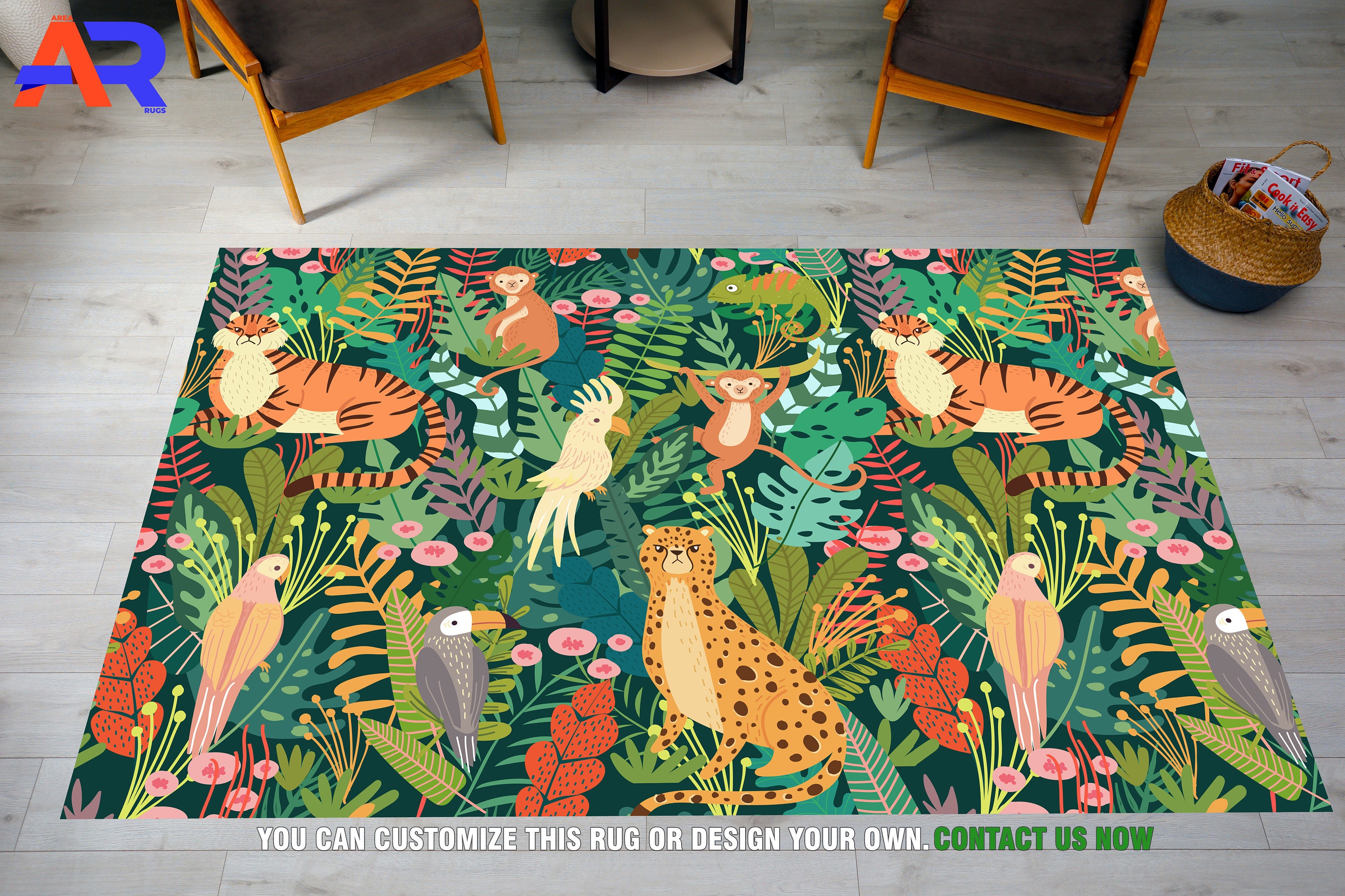 Safari Pattern Rugs, African Safari Rug, Green Area Rugs, Jungle Area ...