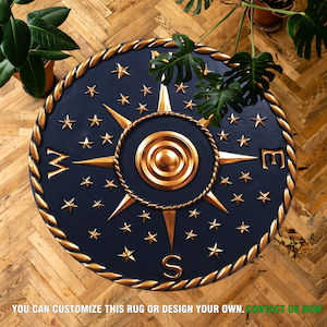 Round Compass Carpet, Floor Area Rug, 3D Compass Rose Rug, 3D Carpet, Real Looking Non-Slip Compass Rose Rug, Home Decor, Housewarming Gift