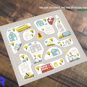 Kids Play Rug, Kids Room Rug, Nursery Mat, Balloon Rug, Bus Rug, Gift for Kids