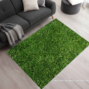 Green Rug, Area Rug, Wet Grass Rug, Wet Grass Pattern Rug, Rugs For Living Room, Modern Rug, Gift for Him, Themed Rug, Football Rug