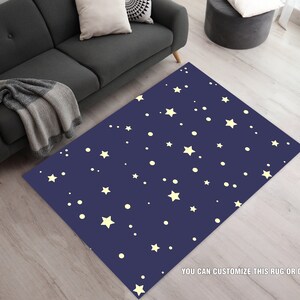Constellations Stars, Space Design Area Rug, Rug Dark Navy Blue, Space Rug, Nursery Decor, Comets, Baby Nursery Carpet, Kids room Planets