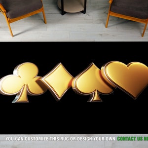 Tapis design poker, tapis symboles de cartes à jouer, tapis de décoration de fête de casino, tapis de joueur de poker, cadeau casino, tapis de décoration de salle de jeux, tapis de cartes de poker