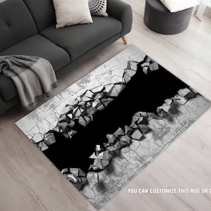 3D Vortex Illusion Rug, Different Sizes, Rectangular Version, Black Vortex Illusion Rug, Optical Illusion Rug, Floor Vortex Rug, Brick Rug