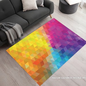 Bunter Teppich, Wohnzimmer, Designerteppich, Postkarte aus Schweden, Schlafzimmerteppich, Dekorativer Teppich Patchwork Gemustert