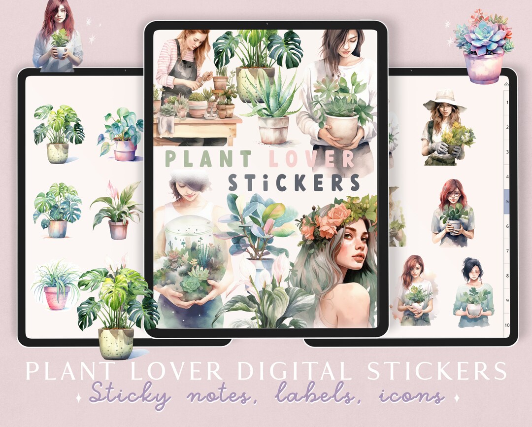 Plant Lover Digital Stickers for Goodnotes, 1009 Plant Mom Good Notes ...