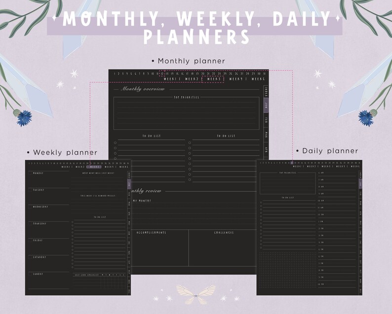Witchy Digital Planner | Dark Mode Undated Digital Planner for ...