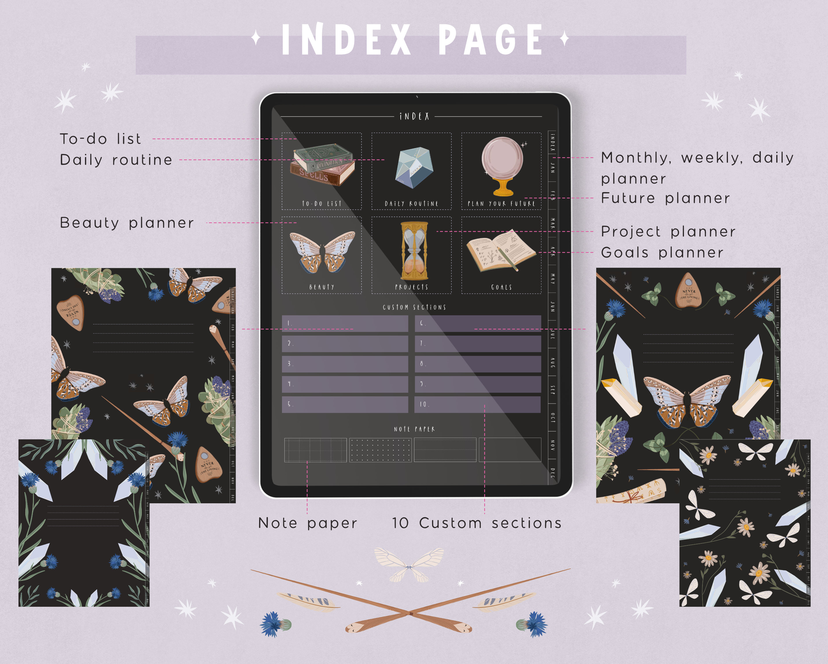 Witchy Digital Planner | Dark Mode Undated Digital Planner for ...