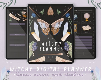 Witchy digital planner | Dark mode undated digital planner for GoodNotes and Notability | Dark academia aesthetic