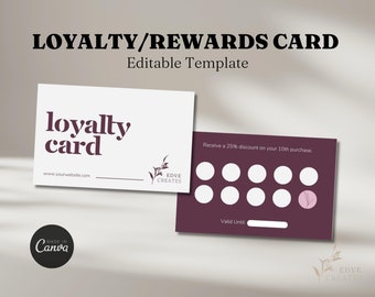 Modern Loyalty Card Template - Small Business, Customizable Format, Printable Layout, editable on Canva - Rewards Discount Card