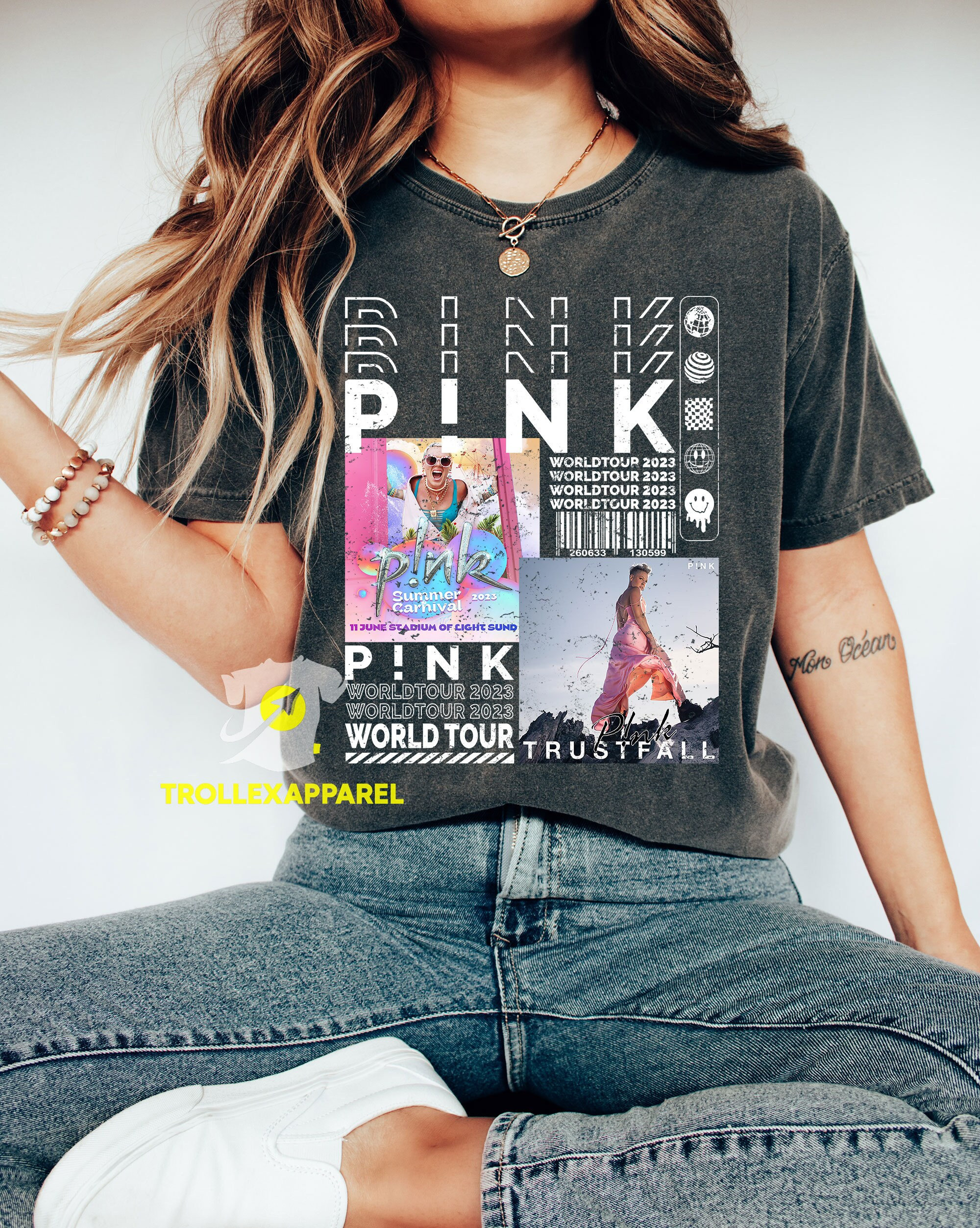 Pink Singer Shirt, Summer Carnival Trustfall Tour 2023 Tour T-Shirt, Music  Festival Shirt for Mens Womens (Add New Date)