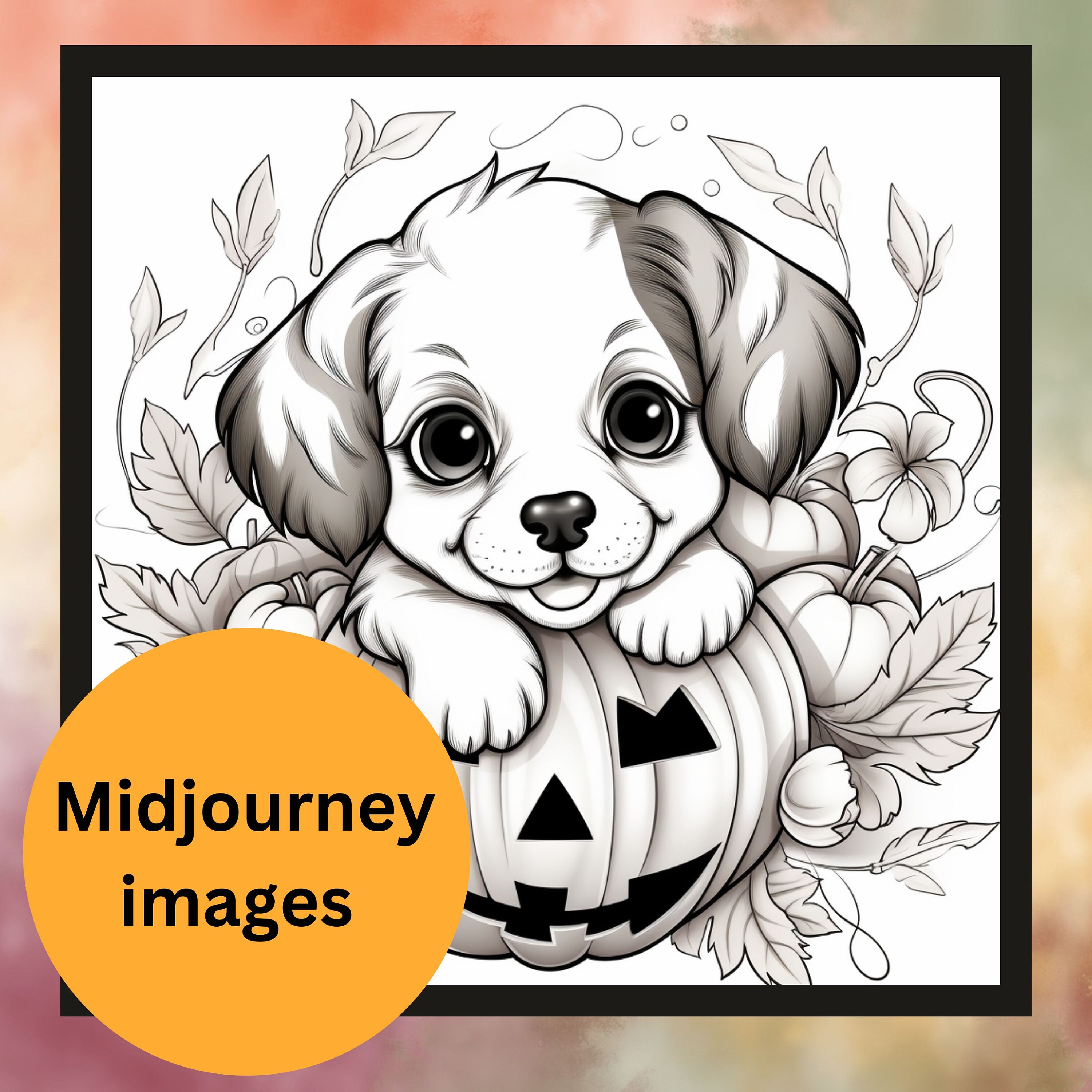 Adult and Kids Coloring Pages,cute Puppy in Pumpkin Coloring Pages,halloween Coloring,holiday ...
