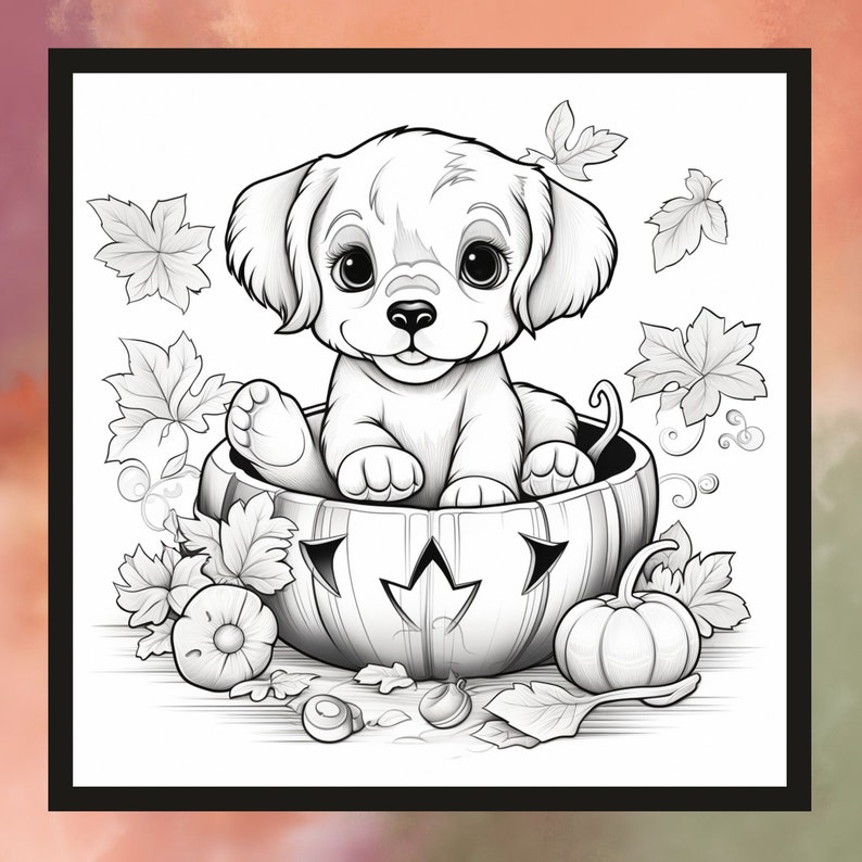 Adult and Kids Coloring Pages,cute Puppy in Pumpkin Coloring Pages ...