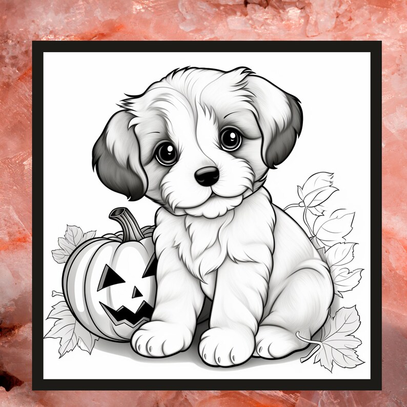 Adult and Kids Coloring Pages,cute Puppy in Pumpkin Coloring Pages,halloween Coloring,holiday ...