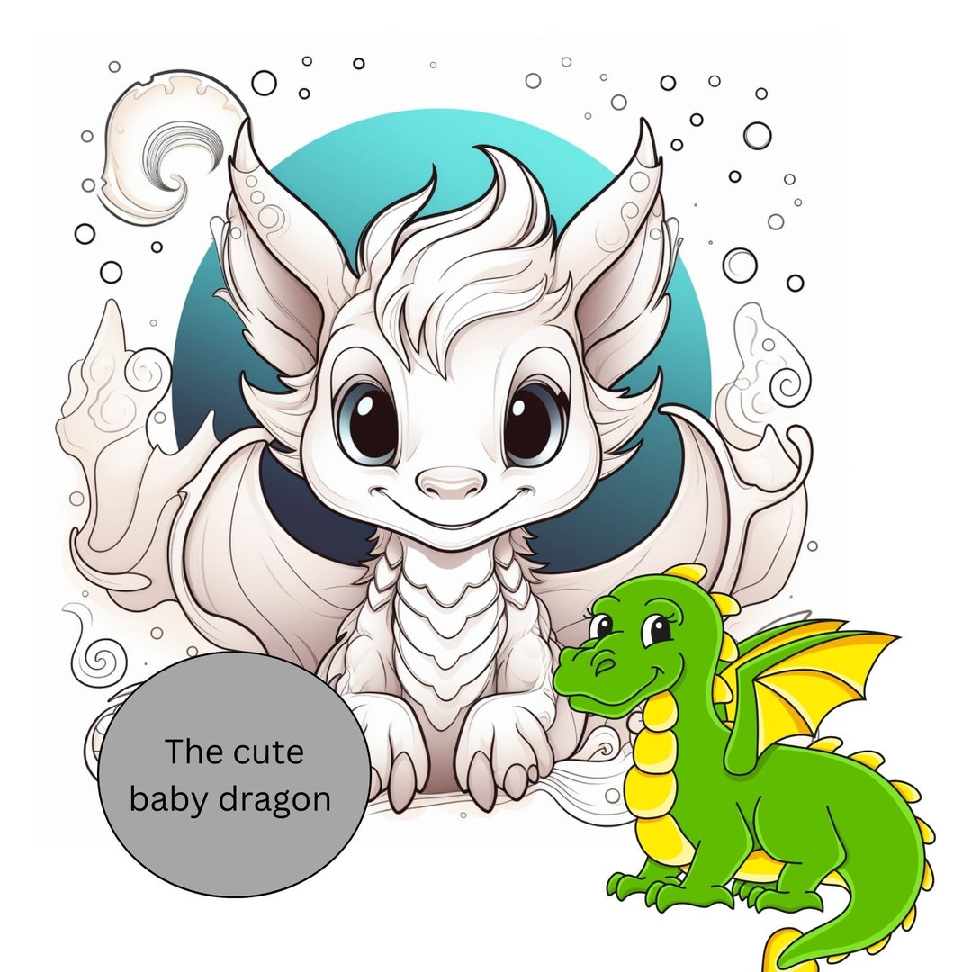The Cute Baby Dragon,midjourney Images,coloring Pages for Kids and