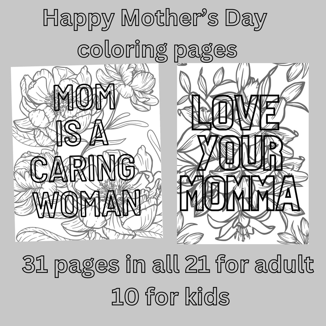 Mommy and Me Coloring Pagescoloring Pages for Adultscoloring - Etsy