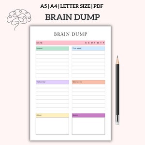 Brain Dump Planer, Gedankentagebuch, Gedanken Organizer Tracker, ADHS Tagesplaner, Organisationsplaner, To-Do Liste, Produktivitätsplaner