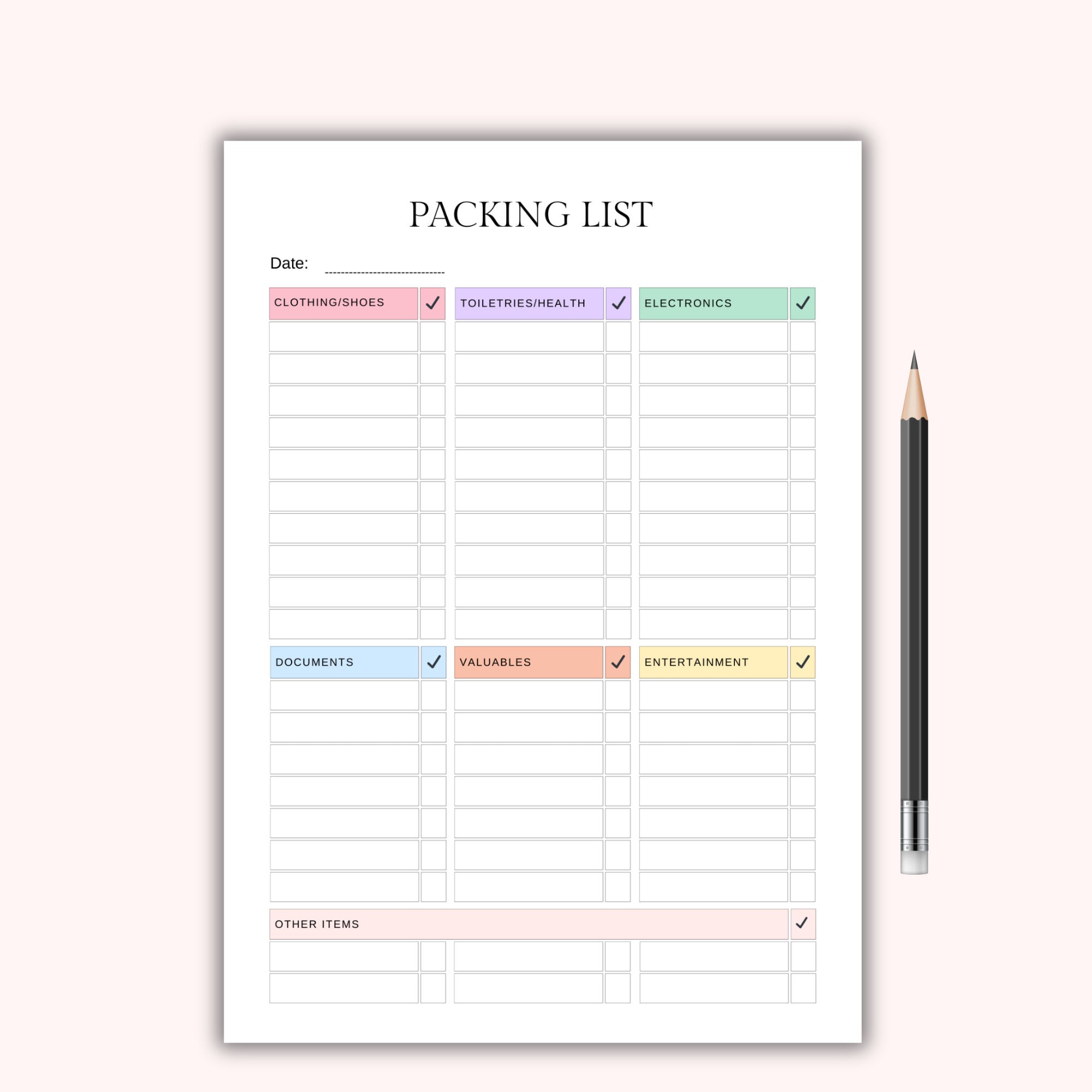 Printable Travel Packing List, Packing List Editable Template, Travel ...