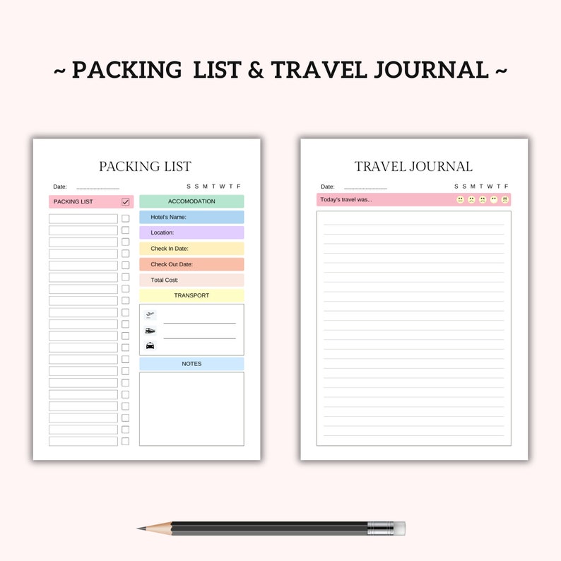 Travel Itinerary Bundle Printable, Travel Planner Template, Vacation ...