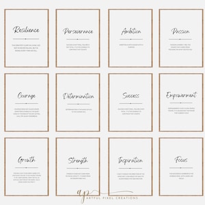 Gallery Set of 12 Prints, Hustle Quote, Grind Definition, Office Wall Art, Modern Business Motivational Decor, Inspirational Printable Art