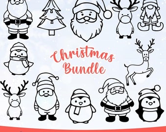 Christmas Character SVG Bundle, Penguin SVG, Christmas Gnomes SVG, Elf svg, Reindeer face svg, Christmas Character png Bundle