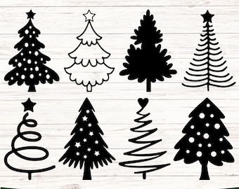 Pacchetto SVG albero di Natale, scarabocchio albero di Natale, pacchetto svg albero di pino, clipart albero di Natale, png svg di Natale