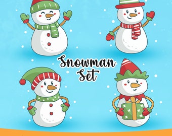 Pupazzo di neve carino SVG, famiglia di pupazzi di neve SVG, clipart di pupazzo di neve carino, personaggio natalizio SVG, Cricut