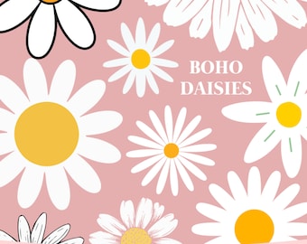 Boho Daisy SVG, Clipart Daisy, Cricut Daisy, Clipart botanico, Daisy Vector, Cricut Flower SVG, Daisy PNG, Clipart floreale, Spring SVG