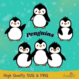 Baby Penguin SVG, Kawaii Penguin SVG, Pacchetto Penguin SVG, Personaggio natalizio svg, File di taglio Cricut