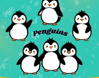 Baby Penguin SVG, Kawaii Penguin SVG, Pacchetto Penguin SVG, Personaggio natalizio svg, File di taglio Cricut