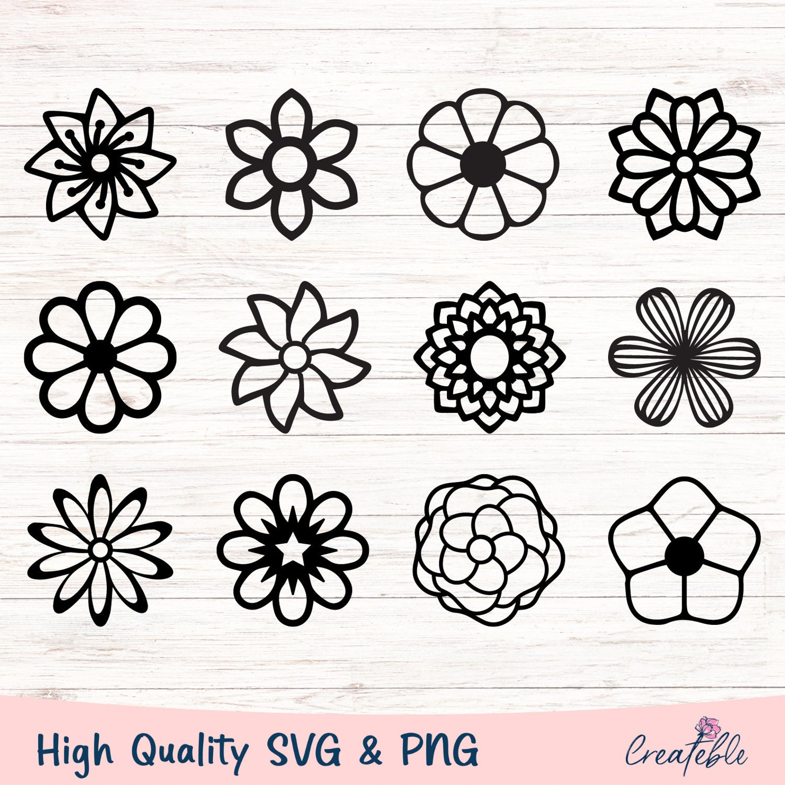 Flower Outline SVG, Simple Flower SVG, Flower Doodle Svg, Daisy Svg