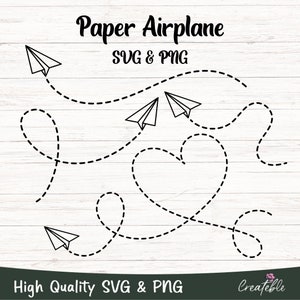 Papierflieger SVG PNG, Flugzeug Bundle svg, Flugzeug Weg svg, Reise geschnitten Datei, gepunktete Linie SVG, Liebe Flugzeug svg