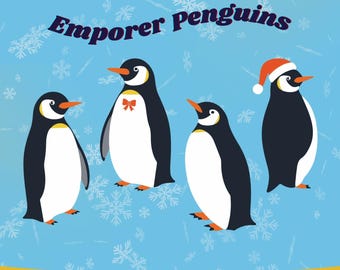 Kejsarpingvin SVG-paket, julpingvin SVG, pingvinvektor, pingvin-T-shirt, Cricut