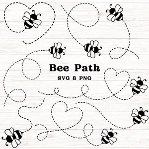 Bee Path Bundle SVG PNG, Bee Bundle svg, Bee Trail SVG, Cricut Cut File, Honey Bee Clipart, Bumble Bee png