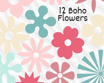 Boho Flower svg png, Cute Flower svg Cricut, Boho Daisy Flower svg, Boho Daisy svg, Boho Flower Clipart, Pink Flower svg, Retro Flower Shape