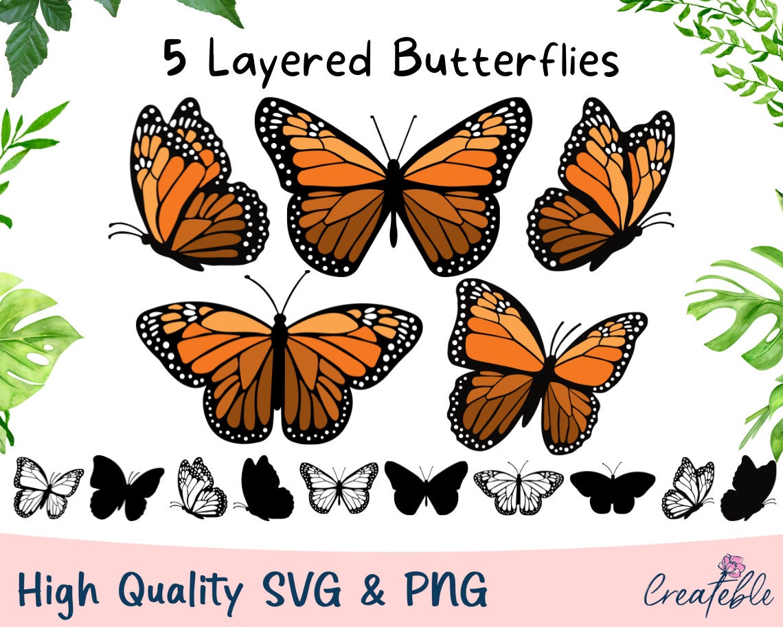 Layered Butterfly SVG Monarch SVG Monarch PNG Butterfly Svg - Etsy
