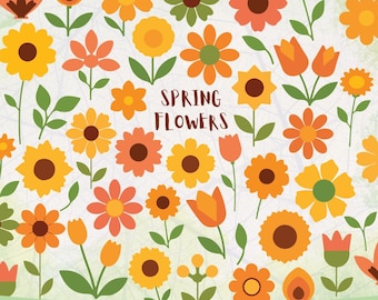 Pacchetto SVG di fiori primaverili, Clipart di fiori primaverili, Tulipano SVG, Girasole SVG, Fiori Cricut