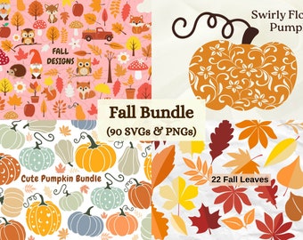 Pacchetto SVG autunnale, SVG camion autunnale, SVG foglie autunnali, Pacchetto clipart autunnale, SVG fungo, SVG zucca carina, SVG gnomo