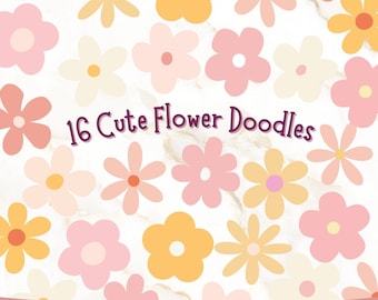 Cute Flower SVG PNG, Daisy Clipart, Flower Doodle SVG, Pastel Flower png, Cricut Flower svg, Boho Flower svg