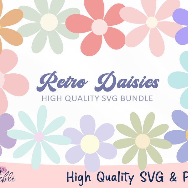 Daisy SVG bundle, Cricut Retro Flower SVG, Daisy PNG, Clipart Cut file for Cricut, Vector Cut file, Spring svg, Summer svg, Retro Clipart