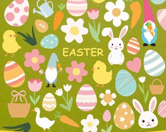 Pacchetto SVG di Pasqua, SVG coniglietto pasquale, SVG gnomo pasquale, Pacchetto svg di primavera, SVG fiori di primavera
