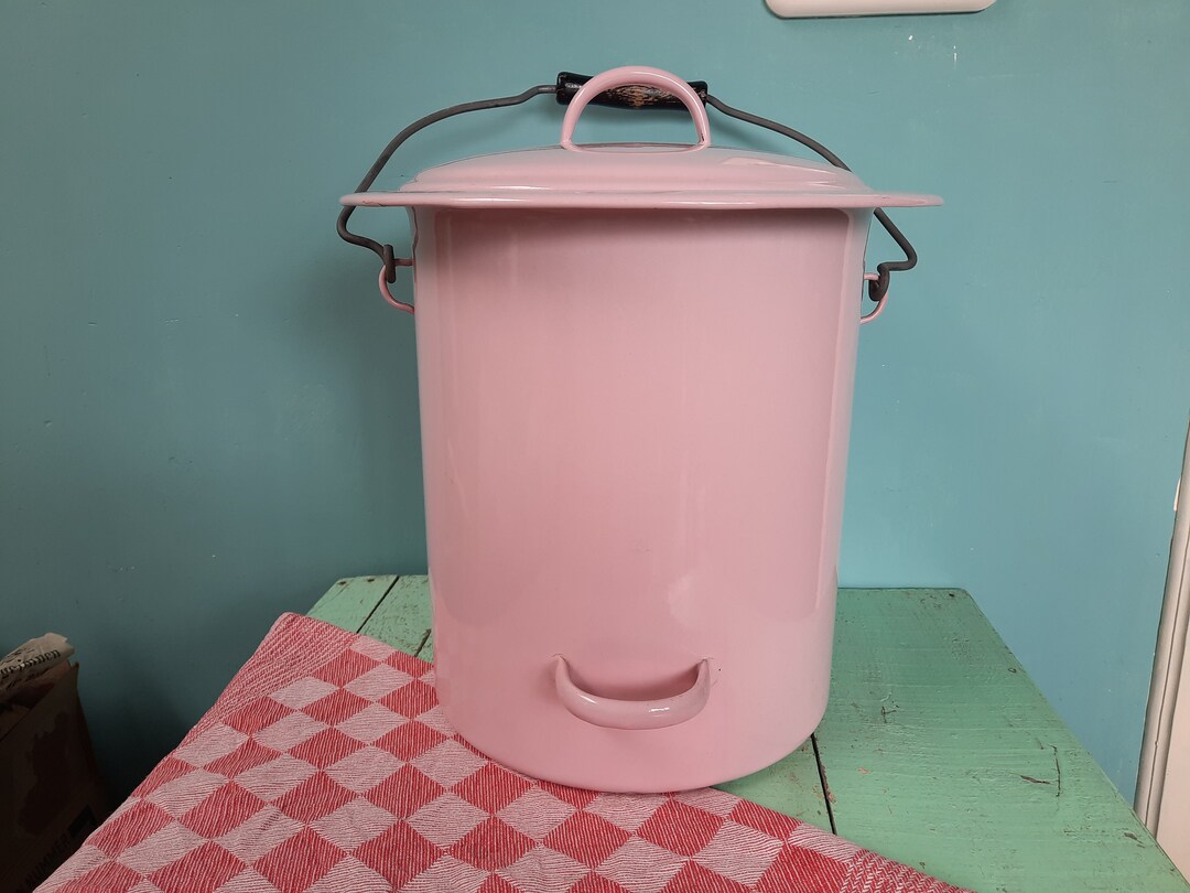 Pink Enamel Bucket Toilet Bucket Bucket With Lid Etsy