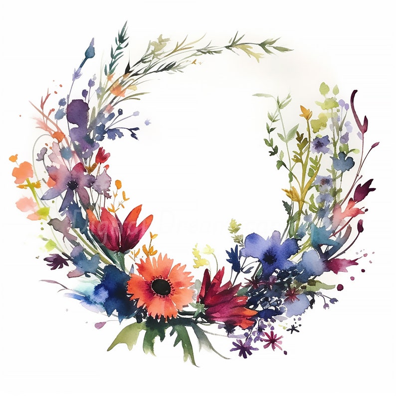 Wildflower Wreath Clipart Bundle Digital Download Etsy Australia