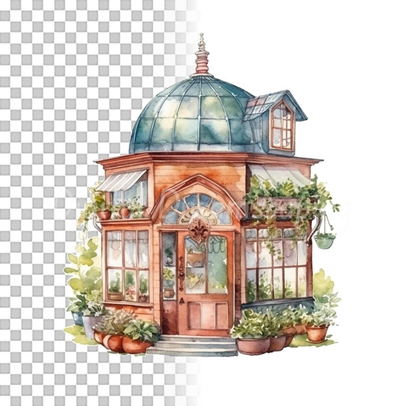 Greenhouse Clipart Bundle 8x Detailed Watercolor Motifs PNG Etsy