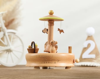 Puppy Paradise Music Box, Wooden Music Box, Custom Wooden Handmade Music Box, 1st Birthday, Personalised Music Box Gift,Baby Gift