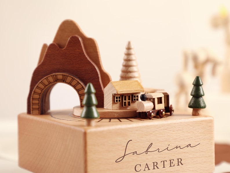 Wooden Music Box, Custom Wooden Handmade Music Box, Train Birthday Music Box, 1st Birthday